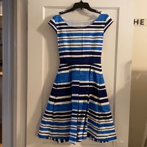 Kate Spade Blue Boatneck Striped Dress